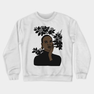 Black Girl with White Flower Crewneck Sweatshirt